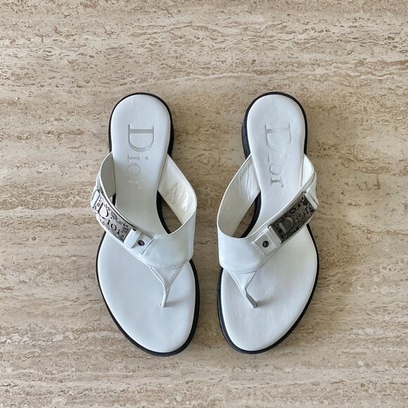 Dior Shoes - Vintage Dior Logo Plate Thong Sandals